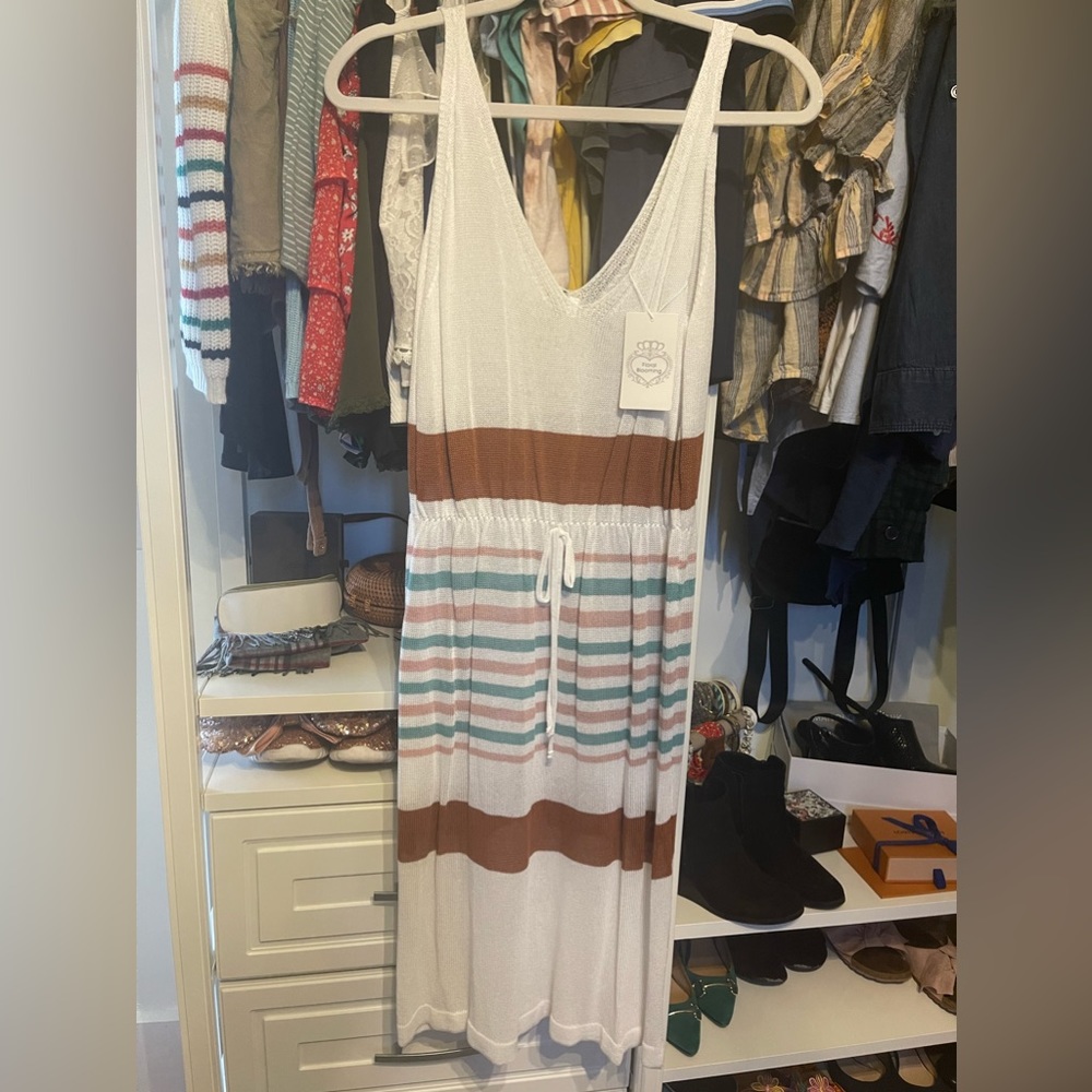 100% acrylic woven dress with tie detail